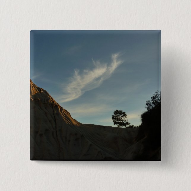 Lone Torrey Pine California Sunset Landscape 2 Inch Square Button (Front)