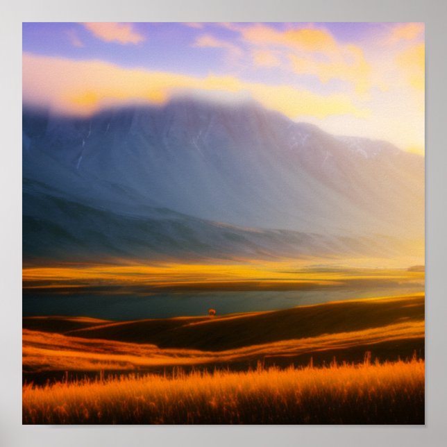 Lone Tree by the Mountain Poster (Front)