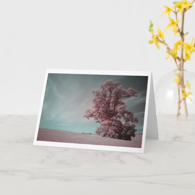 Lone Tree In Infrared Photography (2621) Card (Yellow Flower)