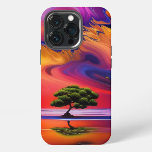 Lone Tree in Water colourful sky iPhone 13 Pro Case
