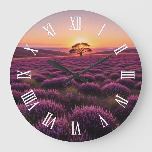 Lone Tree North York Moors National Park England Large Clock (Front)