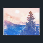 Lone Tree Watercolor Postcard<br><div class="desc">Dreamy watercolor landscape of a lone tree at sunset</div>