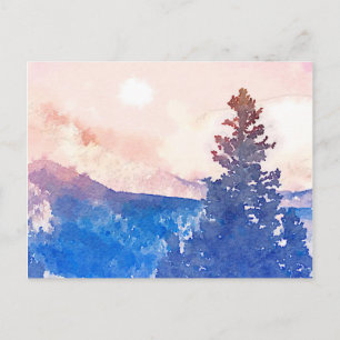 Lone Tree Watercolor Postcard