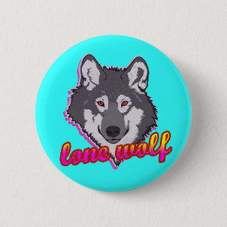 Lone Wolf, 80's style! 2 Inch Round Button