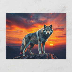 Lone Wolf at Sunset Invitation Postcard