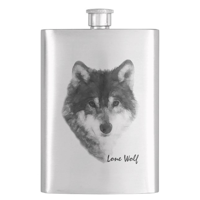 Lone Wolf customizable Hip Flask (Front)
