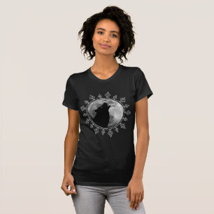 Lone Wolf full moon mandala she wolf modern T-Shirt