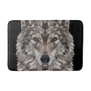 Lone Wolf Geometric Portrait Bath Mat