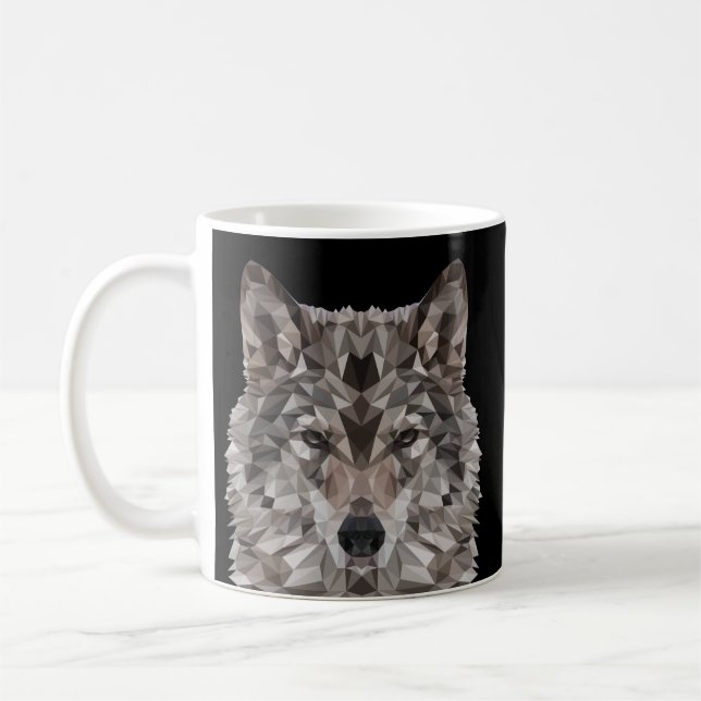 Lone Wolf Geometric Portrait Coffee Mug (Left)