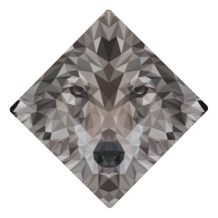 Lone Wolf Geometric Portrait Graduation Cap Topper