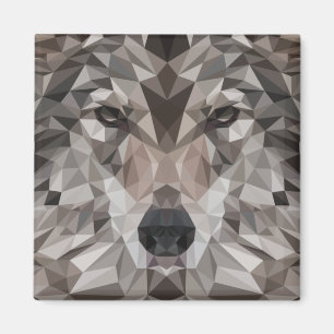 Lone Wolf Geometric Portrait Magnet