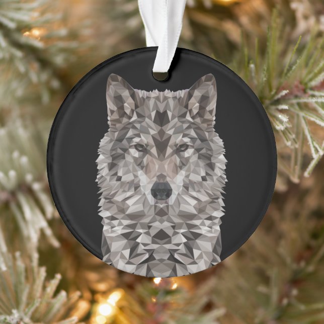Lone Wolf Geometric Portrait Ornament (Tree)