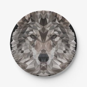 Lone Wolf Geometric Portrait Paper Plate
