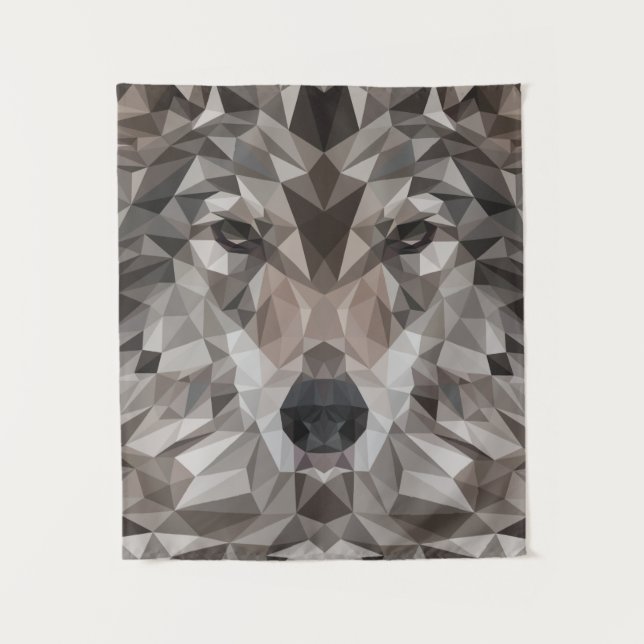 Lone Wolf Geometric Portrait Tapestry (Front)