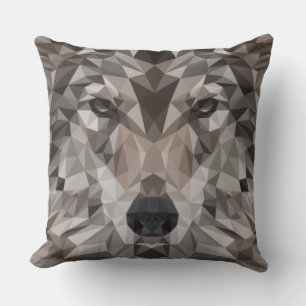 Lone Wolf Geometric Portrait Throw Pillow