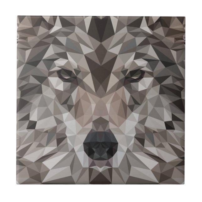 Lone Wolf Geometric Portrait Tile (Front)