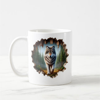 Lone Wolf in the Wild – 3D Forest Breakthrough Art Coffee Mug
