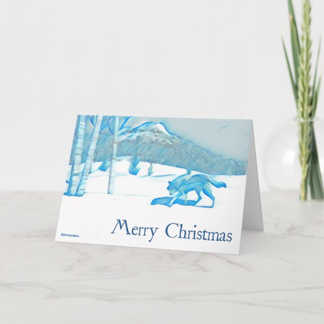 Lone Wolf In WInter - Christmas Card (Front)