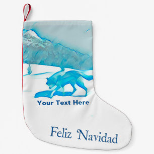Lone Wolf In WInter - Feliz Navidad Small Christmas Stocking