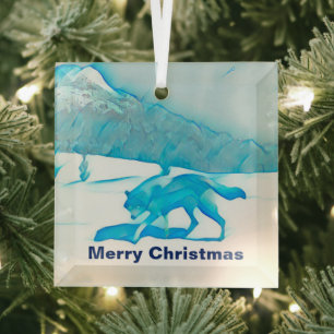 Lone Wolf In Winter Glass Ornament