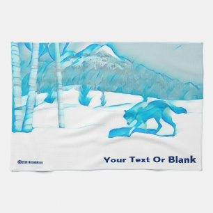 Lone Wolf In WInter Kitchen Towel