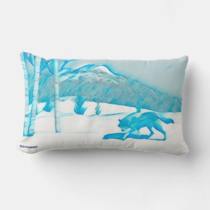 Lone Wolf In WInter Lumbar Pillow