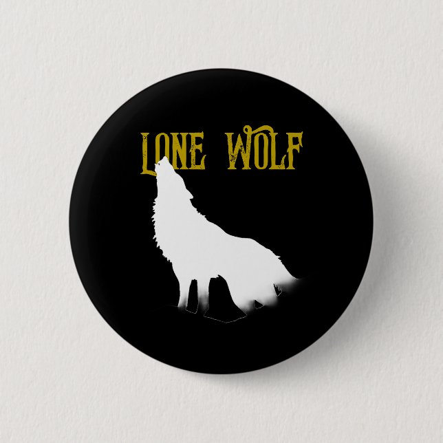 Lone Wolf Male Sigma Modern Minimalist 2 Inch Round Button (Front)
