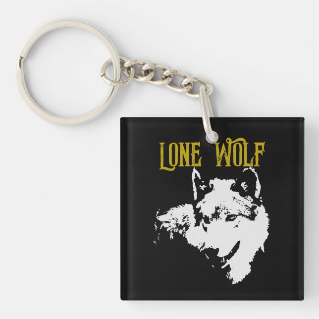 Lone Wolf Male Sigma Modern Minimalist Keychain (Front)