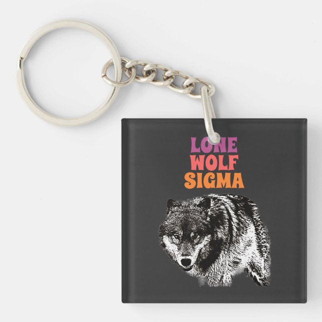Lone Wolf Male Sigma Modern Minimalist Keychain (Front)