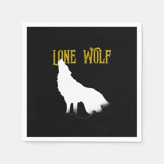 Lone Wolf Male Sigma Modern Minimalist Napkin (Front)