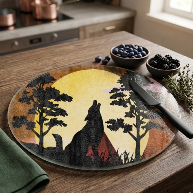 Lone Wolf Moonrise Cutting Board (Creator Uploaded)