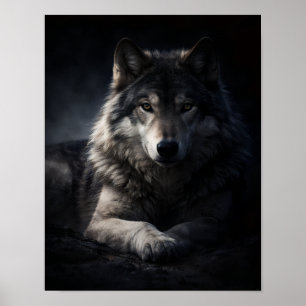 Lone Wolf Poster 11x14 – Moody Wolf Wall Art