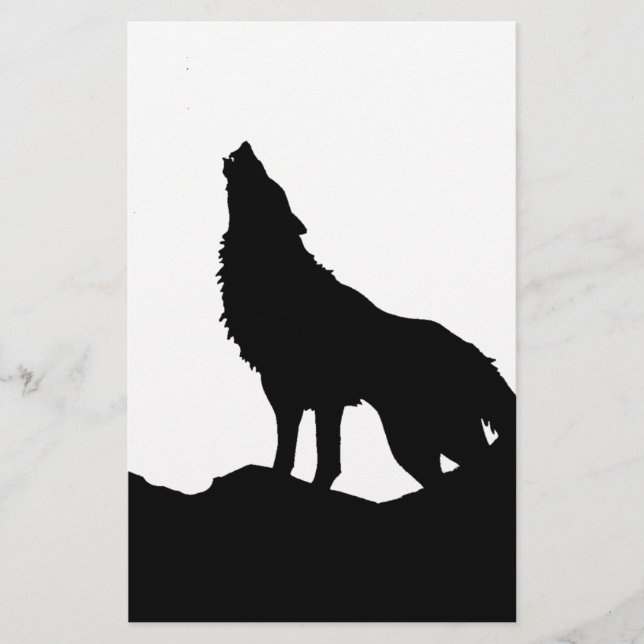 Lone Wolf Standing on a Hill Stationery (Front)