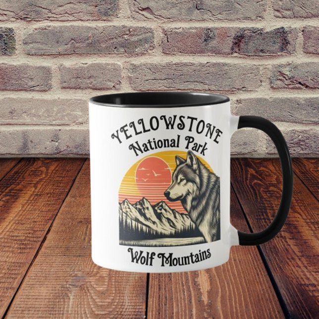 Lone Wolf Stands Before Majestic Mountain Mug (Creator Uploaded)