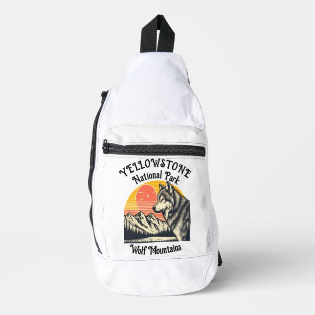 Lone Wolf Stands Before Majestic Mountain Sling Bag (Front)