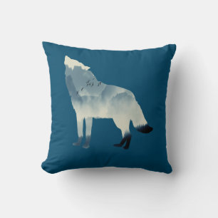Lone Wolf Survives The Mountain Silhouette Art Throw Pillow