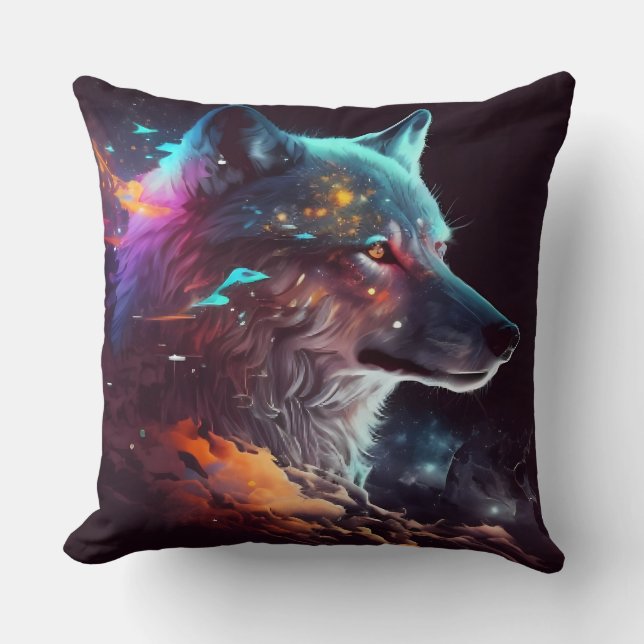Lone Wolf Throw Pillow (Front)