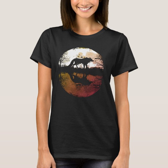 Lone Wolf Under the Full Moon T-Shirt (Front)