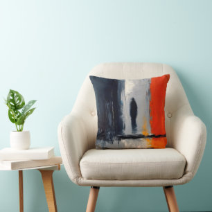 Loneliness – Abstract Figure in Urban Silence Throw Pillow