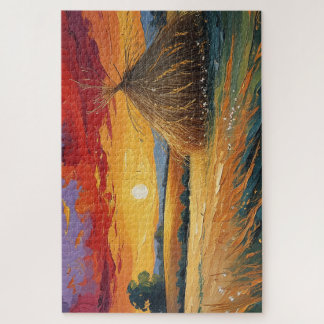 Lonely barn at sunset jigsaw puzzle
