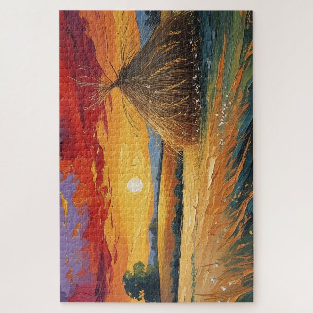 Lonely barn at sunset jigsaw puzzle (Vertical)