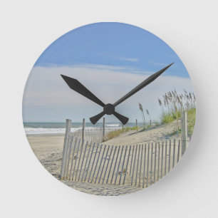 lonely beach round clock