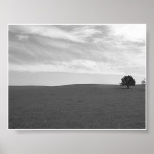 Lonely Black and White Prarie Scene Poster