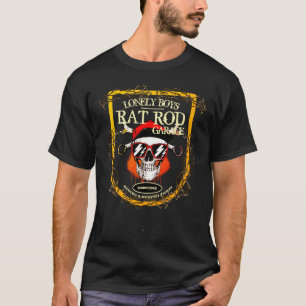 Lonely Boys Rat Rod Garage Rusted and Busted Skull T-Shirt