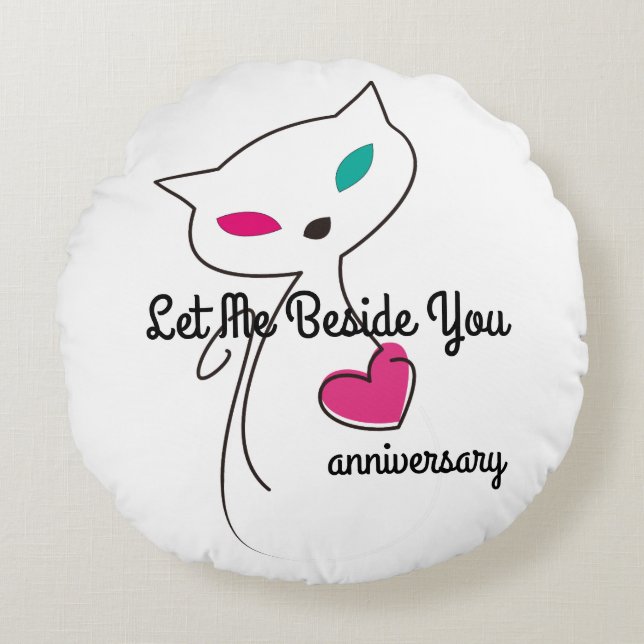 lonely cat round pillow (Front)