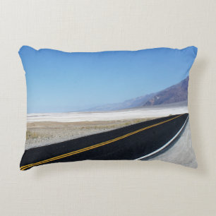 Lonely Desert Road in Death Valley, CA Accent Pillow