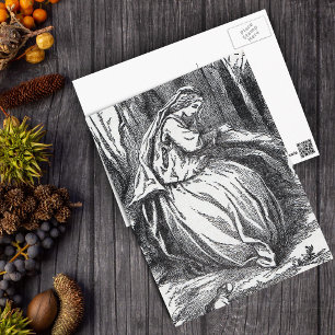 Lonely Forlorn Princess With Frog in Forest Postcard