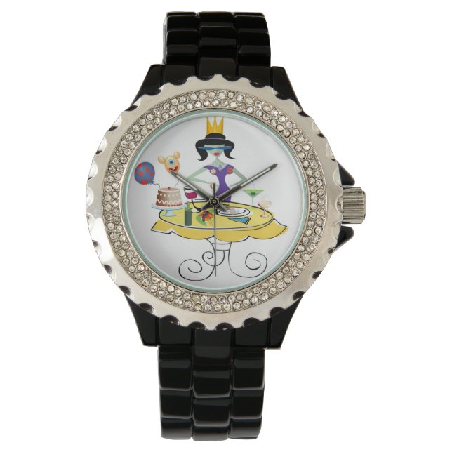 Lonely girl with a  feast table watch (Front)