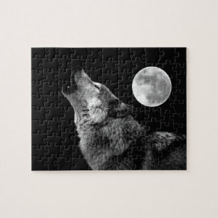 Lonely Grey Wolf & the Fullmoon Jigsaw Puzzle