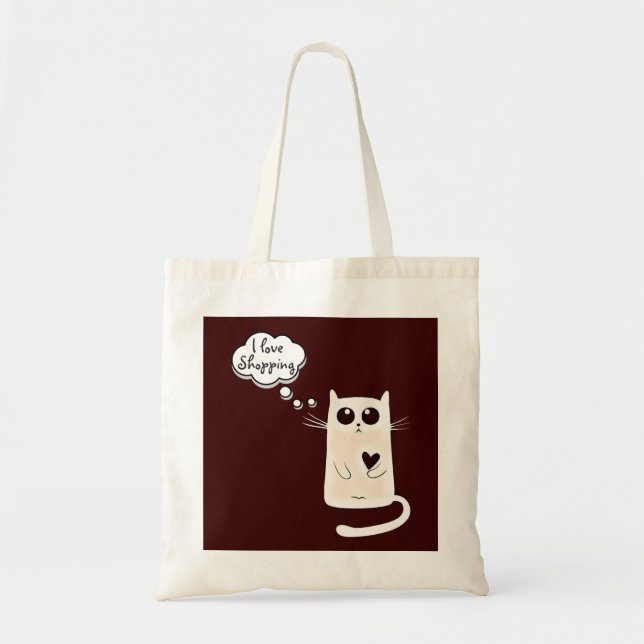 Lonely Hearts Cat Custom Quote Tote Bag (Front)